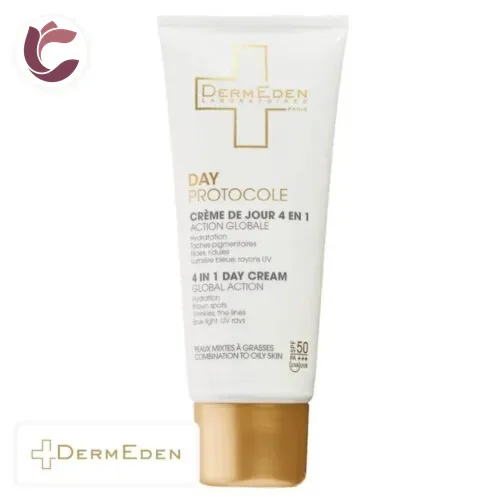 DERMEDEN Day Protocole Creme de Jour 4en1 Action Globale Peau Mixte a Grasse SPF50 50ml