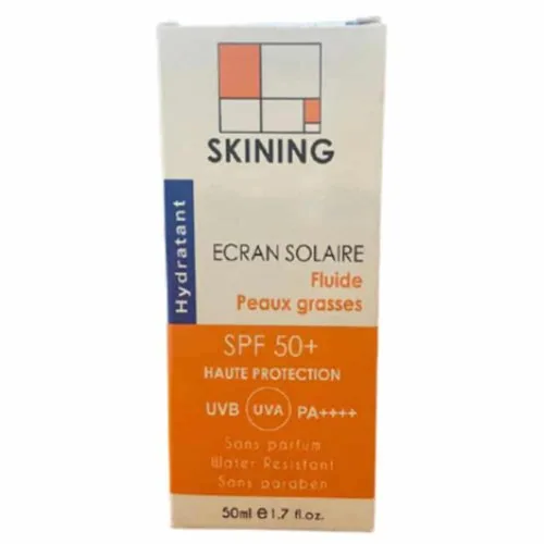SKINING Ecran Solaire Fluide Invisible Hydratant Peau Grasse SPF50+ 50ml