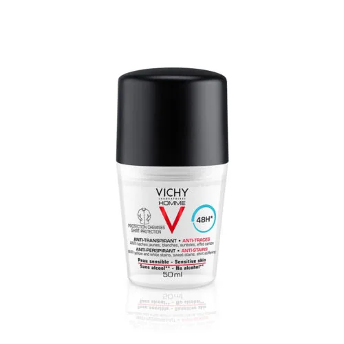 Vichy Homme Déodorant Bille Anti-Traces 48H Protection Chemises Peau Sensible 50ml