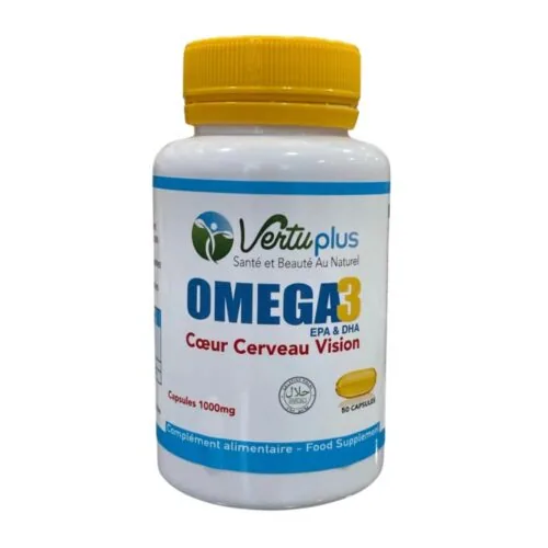 VERTUPLUS Omega 3 Coeur, Cerveau et Vision 1000mg 50 Capsules