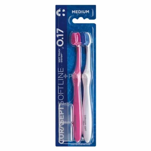 CURASEPT Softline 0.17 Medium Pack Brosses a Dents Rose et Blanc 2u