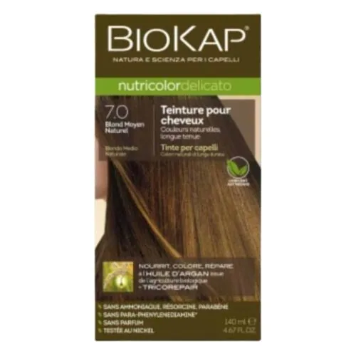 BIOKAP Nutricolor Delicato Coloration Naturelle Cheveux Delicats 140ml 7.0 Blond Moyen Naturel