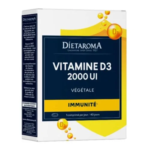 DIETAROMA Vitamine D3 2000 Ui Vegetale Immunite 40 Comprimes