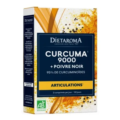 DIETAROMA Curcuma 9000 et Poivre Noir Articulations Bio 60 Comprimes