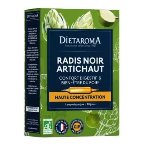 DIETAROMA Radis Noir et Artichaut Ampoules Haute Concentration Bio 20u