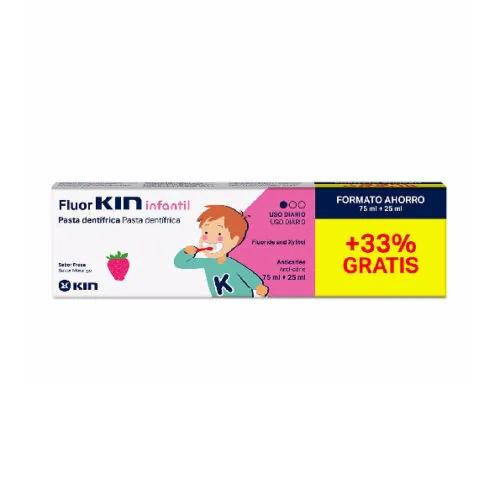 KIN Fluor Dentifrice Pates Enfant Fraise 75ml+ 25ml Gr