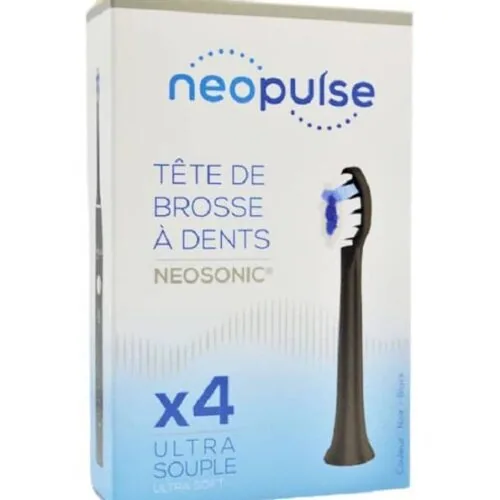 NEOPULSE Neosonic Tetes de Brosse a Dent Ultra-Souple Noir 4u