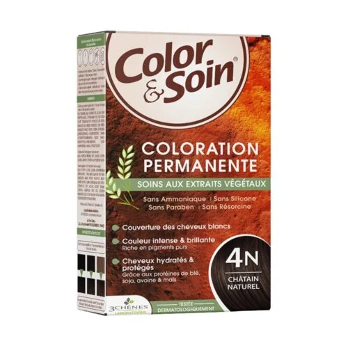 LES 3 CHENES Color et Soin Coloration Cheveux Permanente aux Extraits Vegetaux 4n Chatain Naturel