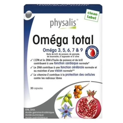 PHYSALIS Omega Total Omega 3, 5, 6, 7 et 9 30 Capsules