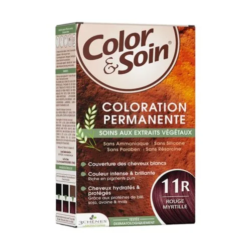 LES 3 CHENES Color et Soin Coloration Cheveux Permanente aux Extraits Vegetaux 11r Rouge Myrtille