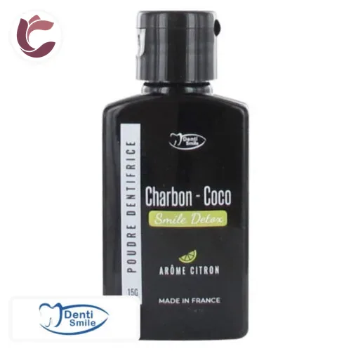 DENTI SMILE Detox Poudre Dentifrice Blancheur au Charbon et Coco au Citron 15g