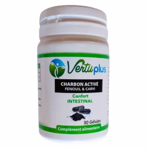 VERTUPLUS Charbon Active Fenouil et Carvi Confort Intestinal 30 Gelules