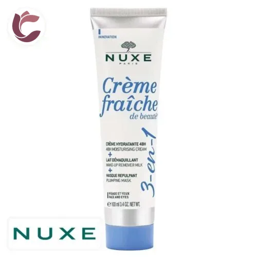 NUXE Creme Fraiche de Beaute 3en1 Creme Hydratante, Lait Demaquillant et Masque Repulpant 100ml