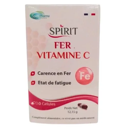 SPIRIT PHARMA Fer et Vitamine C Etat de Fatigue 30 Gelules