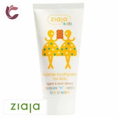 ZIAJA Kids Dentifrice 6ans+ avec Fluor Gout Biscuits et Glace a la Vanille 50ml