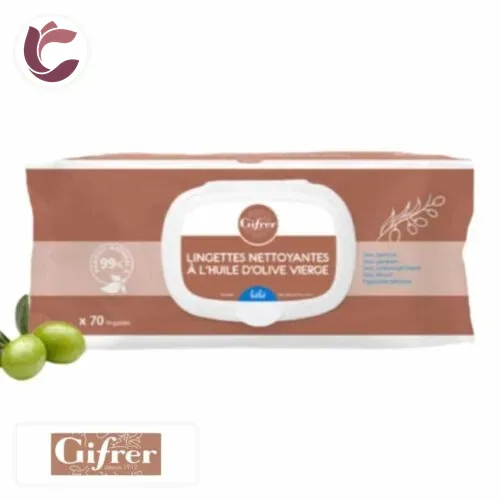 GIFRER Bebe Lingettes Nettoyantes a L’huile D’olive Vierge 70u