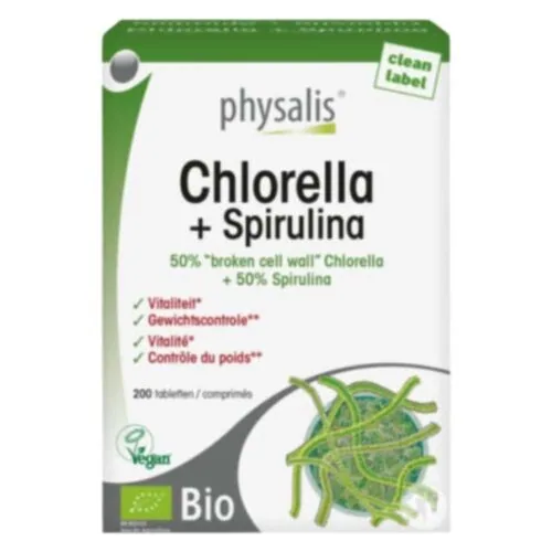 PHYSALIS Chlorella + Spiruline 200 Comprimes