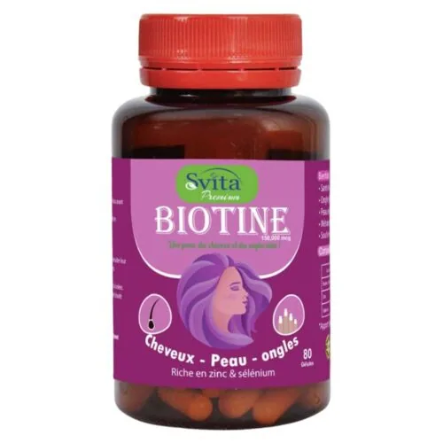 SVITA PREMIUM Biotine Cheveux, Peau et Ongles Gelules 80 Gelules