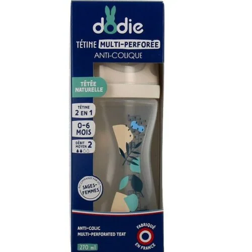 DODIE Biberon Multi Perfore Tetine Debit 2 Bleu 0-6mois 270ml