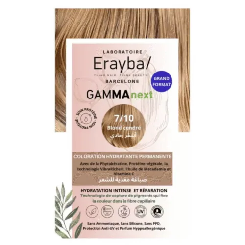 ERAYBA Gammanext Coloration Cheveux Hydrante Permanente 7.10 Blond Cendre