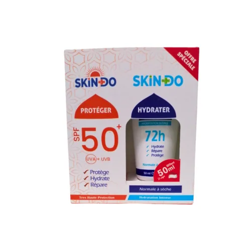 SKINDO Ecran Solaire Invisible + Creme hydratante Peaux Normale a Seches