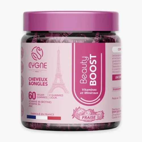 CYGNELAB Beauty Boost Vitamines et Mineraux Cheveux et Ongles Fraise 60 Gummies