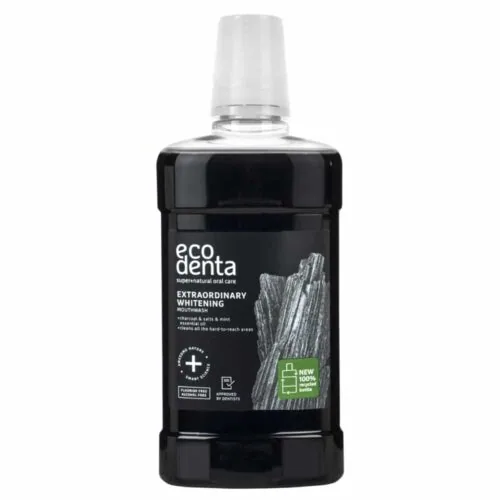 ECODENTA Extraordinary Whitening Bain de Bouche Blanchissant au Charbon Actif 500ml