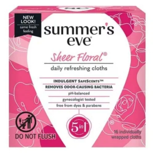 SUMMER’S Eve Sheer Floral Lingettes Nettoyantes Florales 5en1 16u