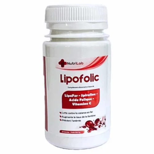 NUTRILAB Lipofolic Fer, Spiruline, Acide Folique et Vitamine C 30 Gelules
