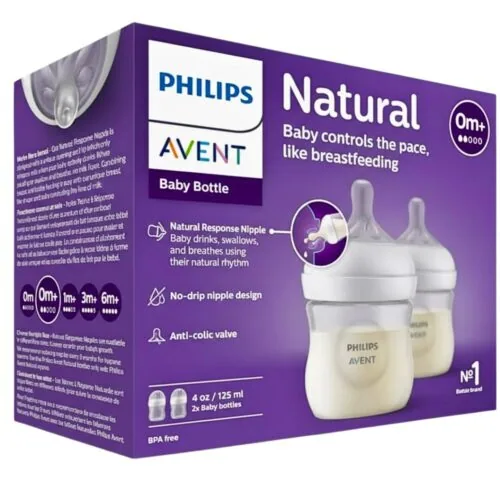 AVENT Biberon Natural avec Tetine +0m 2x125ml Scy900/02