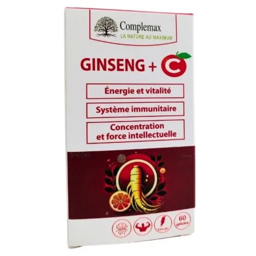 COMPLEMAX Ginseng + C (energie, Vitalite, Concentration et Immunite) 60 Gelules