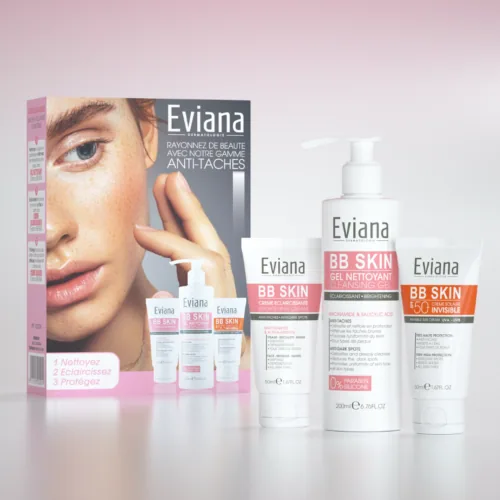 EVIANA Creme Eclaircissant + Gel Nettoyant + Ecran Invisible PACK