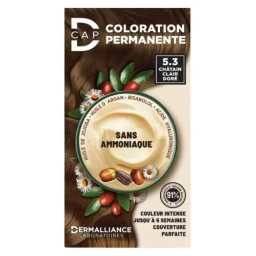 DERMALLIANCE D-Cap Coloration Cheveux Permanente N°5.3 Chatain Clair Dore