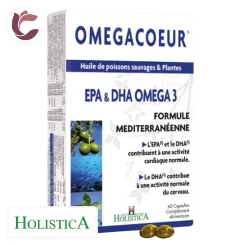 HOLISTICA Omegacoeur Huile de Poisson Sauvages et Plantes Epa et Dha Omega 3 60 Capsules