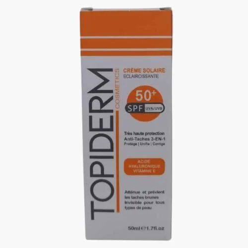 TOPIDERM Creme Solaire Eclaircissante Anti-Taches 3en1 SPF50+ 50ml