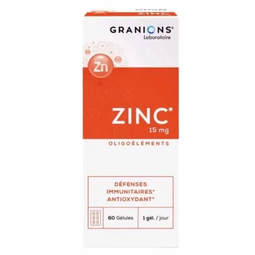 GRANIONS Zinc 15mg Oligoelementsdefense Immunitaires et Antioxydant 60 Gelules