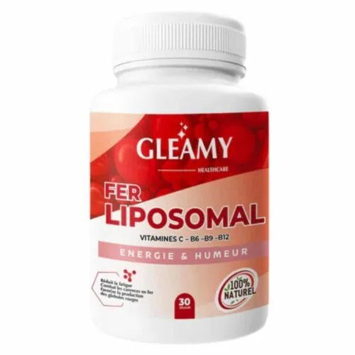 GLEAMY Fer Liposomal Vitamine C, B6, B9 et B12 Energie et Humeur 30 Gelules