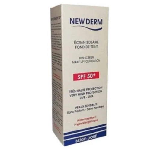 NEW DERM Ecran Solaire Fond de Teint Beige-Doree SPF50+ 50ml