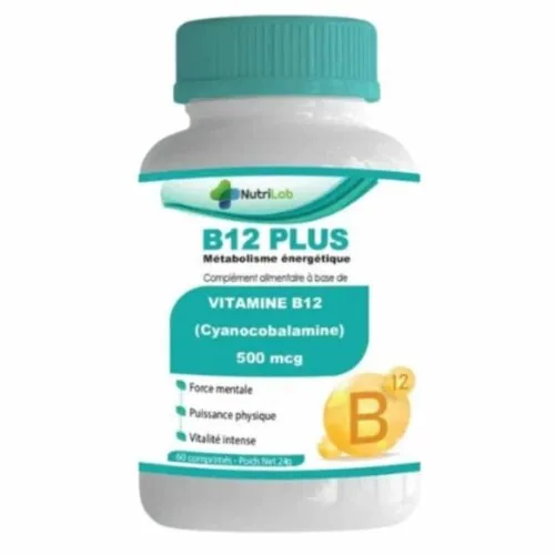 NUTRILAB B12 Plus Cyanocobalamine 500mcg 60 Comprimes
