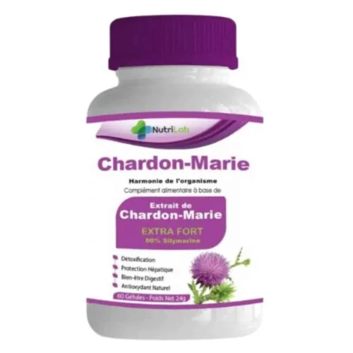 NUTRILAB Extrait Chardon-Marie Extra Fort 50% Silymarine Harmonie de L’organisme 60 Gelules