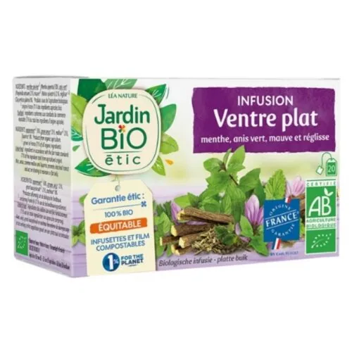 JARDIN BIO Infusion Ventre Plat Menthe, Anis Vert, Mauve et Reglisse Bio 20u