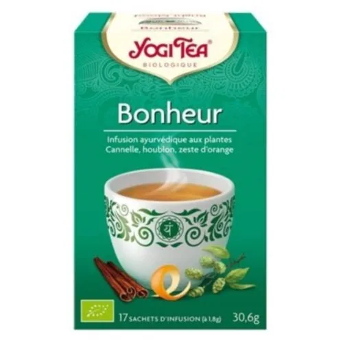YOGI TEA Bonheur Infusion Ayurvedique Cannelle, Houblon et Zeste D’orange Sachets Bio 17u