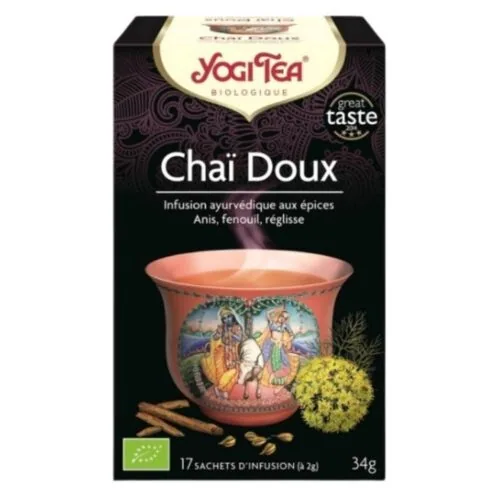 YOGI TEA Chai Doux Infusion Ayurvedique Anis, Fenouil et Reglisse Sachets Bio 17u
