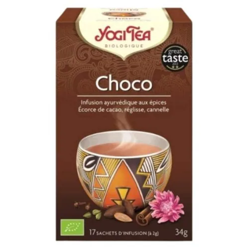 YOGI TEA Choco Infusion Ayurvedique Ecorce de Cacao, Reglisse et Cannelle Sachets Bio 17u