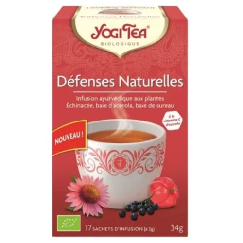 YOGI TEA Defenses Naturelles Infusion Ayurvedique Echinacee, Baie D’acerola et Baie de Sureau Sachets Bio 17u