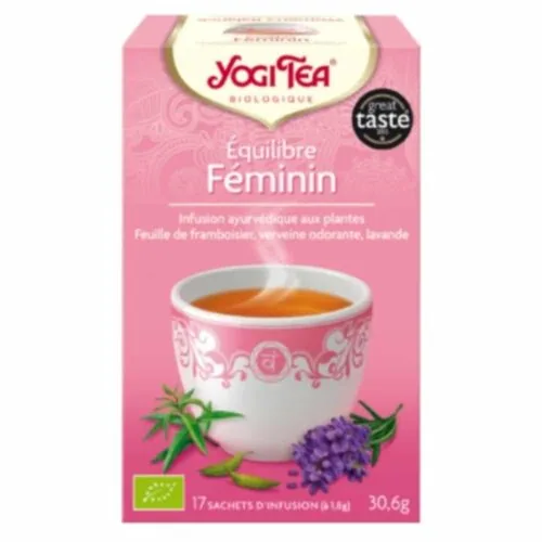 YOGI TEA Equilibre Feminin Infusion Ayurvedique Feuille de Framboisier, Verveine Odorante et Lavande Sachets Bio 17u