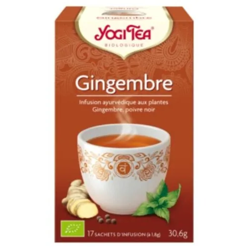 YOGI TEA Gingembre Infusion Ayurvedique Gingembre et Poivre Noir Sachets Bio 17u