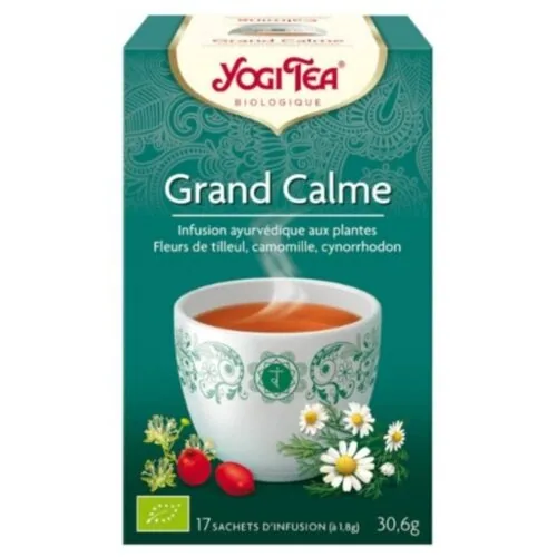 YOGI TEA Grand Calme Infusion Ayurvedique Fleurs de Tilleul, Camomille et Cynorrhodon Sachets Bio 17u