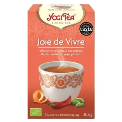 YOGI TEA Joie de Vivre Infusion Basilic, Zeste D’orange et Piment Sachets Bio 17u