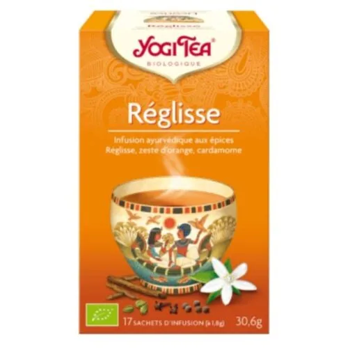 YOGI TEA Reglisse Infusion Ayurvedique Reglisse, Zeste D’orange et Cardamome Sachets Bio 17u